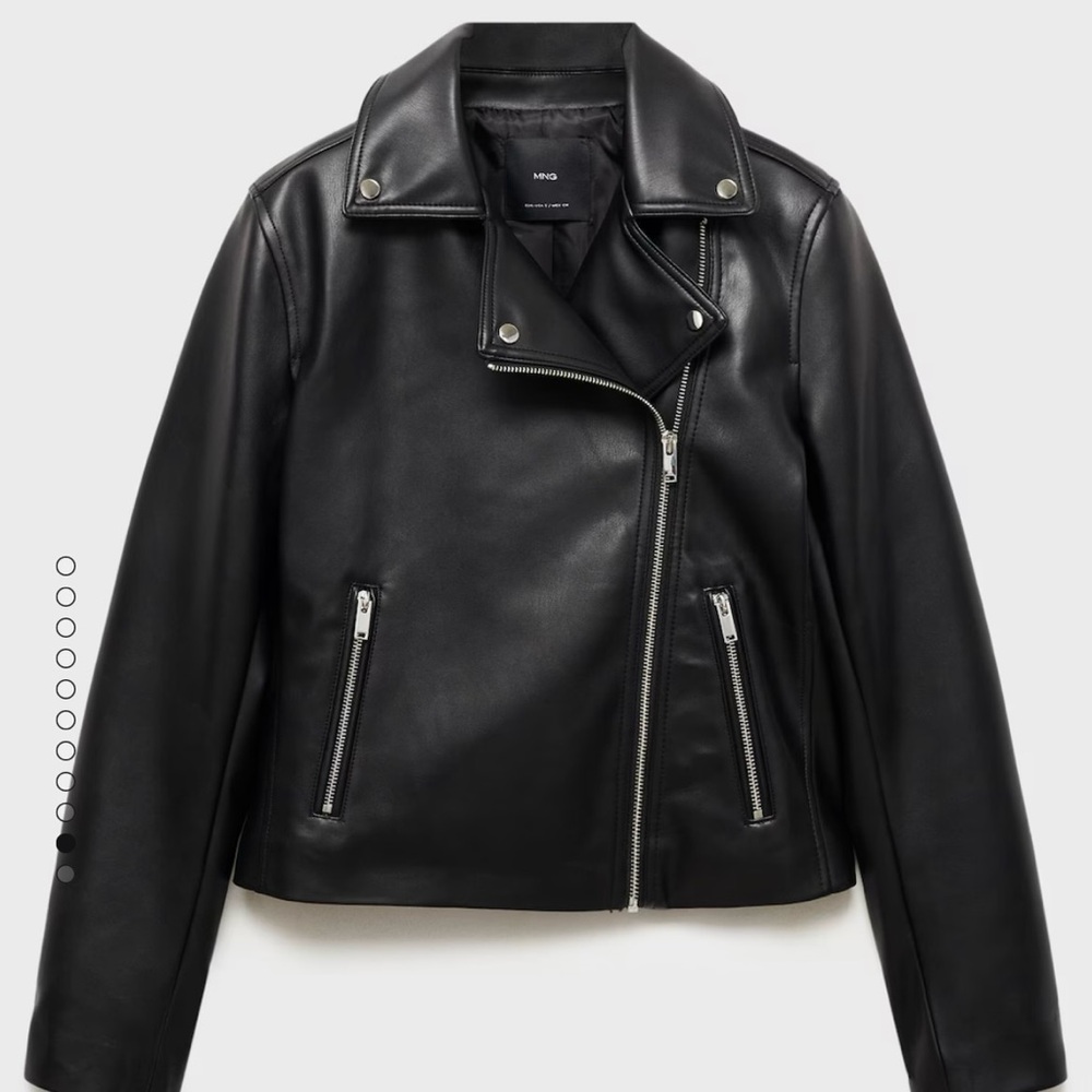 MANGO MNG Genuine Leather Black Jacket XL